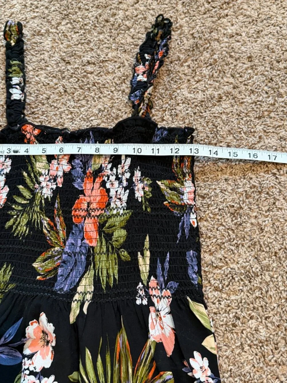 Patrons of Peace Black Pink Floral Smocked Tank S Cottagecore - Picture 10 of 10
